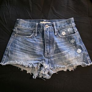 NWOT Abercrombie & Fitch Blue Jean Shorts with Floral Details
